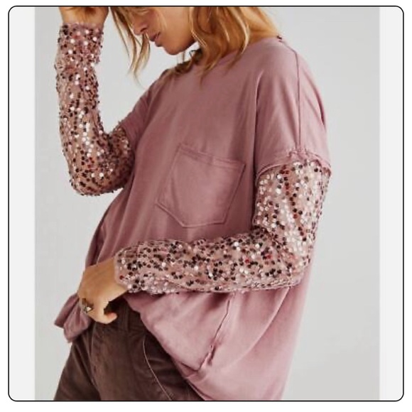 NWT Free People Celine Tee - Lavender - Size L - Picture 3 of 8
